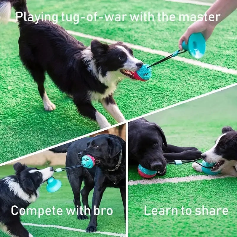 Interactive Suction Cup Tug Toy - Treat Dispensing Chew Toy for Aggressive Chewers