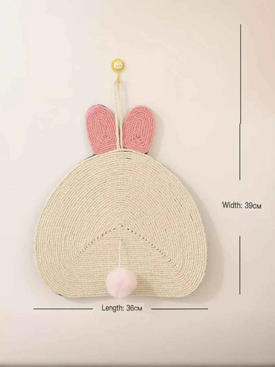 Cute Animal Design Hanging Cat Scratching Post with Dangling Balls