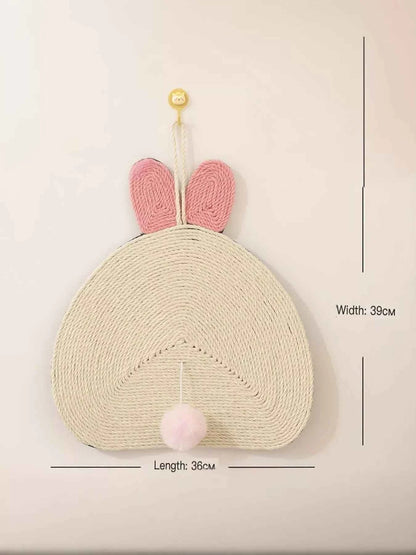 Cute Animal Design Hanging Cat Scratching Post with Dangling Balls