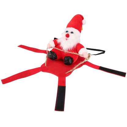 Christmas Santa Pet Outfit - Riding Style Holiday Coat with Bell