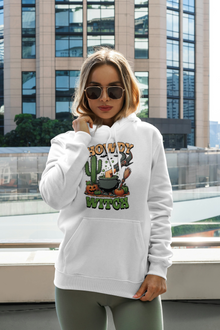 Howdy Upside Down Witch Hoodie Sweatshirt - Halloween Fun