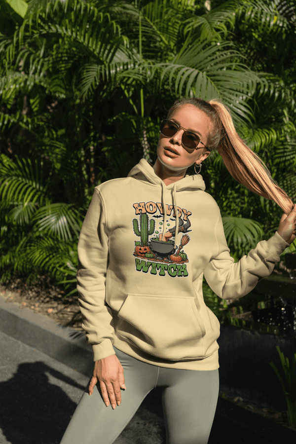 Howdy Upside Down Witch Hoodie Sweatshirt - Halloween Fun - Purrfect Pet Haven