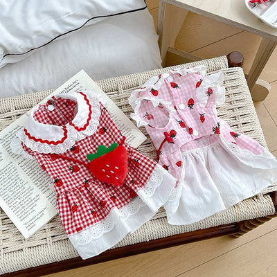 Cute Dog Strawberry Dress Pet Clothes