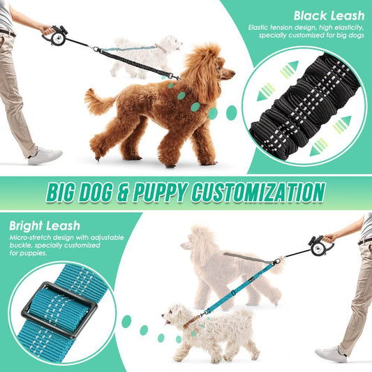 Shock Absorbing Retractable Leash for Two Dogs - Maintain Control