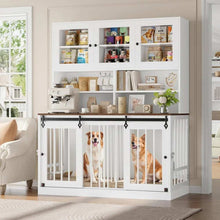 Hutch Style Dog Crate Furniture for Large Dogs for 2 Pets with Divider