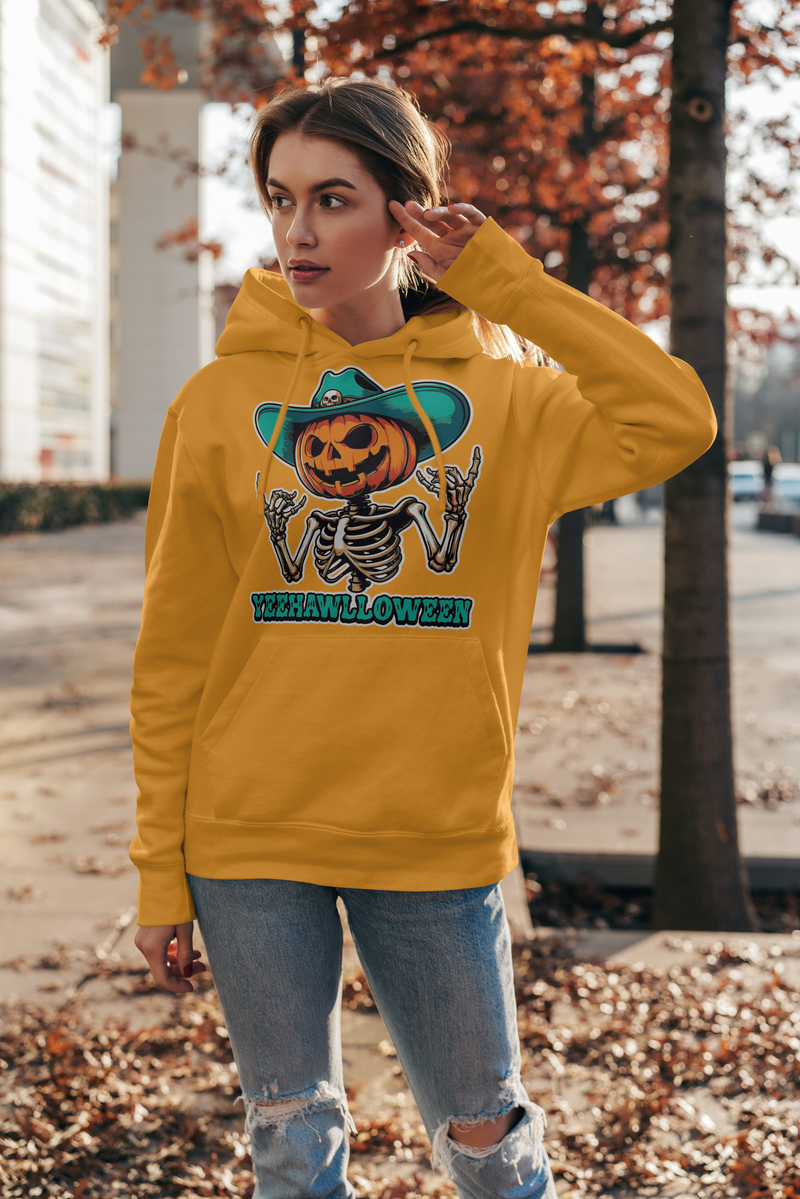 Yeehalloween Spooky Pumpkin Skeleton T-Shirt - Halloween Fun