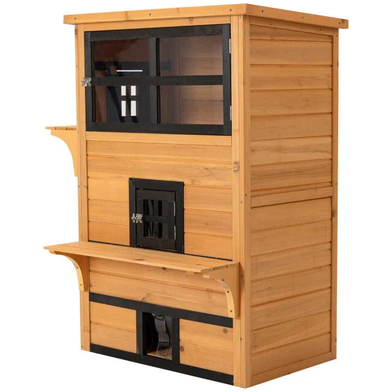 Outdoor Cat House - 3-Tier Shelter with 5 Escape Doors - Purrfect Pet Haven