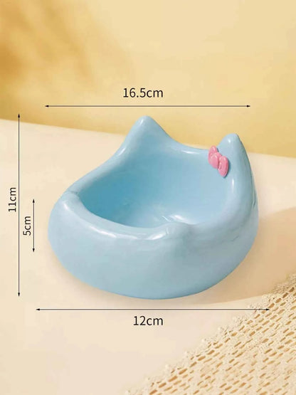 Ceramic Pet Bowl with Bowknot