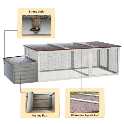 Large Wooden Chicken Coop - 21 Sq Ft with Nesting Box