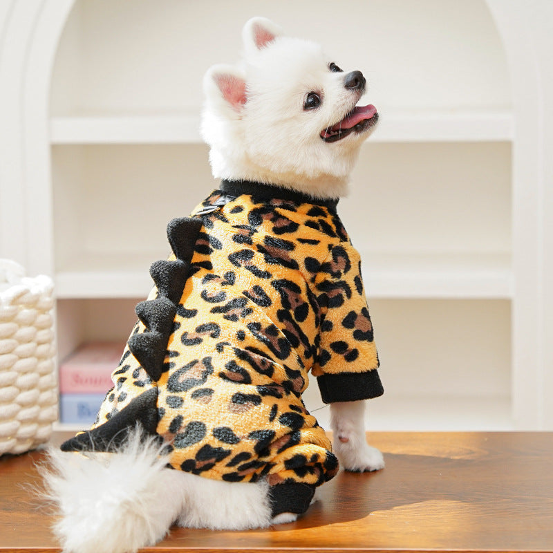 Dino Roar Fleece - Leopard Print Dog Hoodie