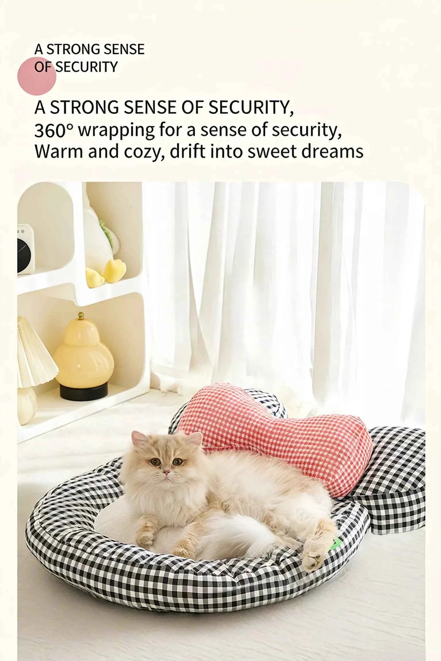 Cartoon Plaid Design Pet Mat with Bow