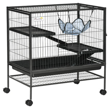 Small Animal Cage - 3-Tier Rolling with Wheels & Ramp - Purrfect Pet Haven