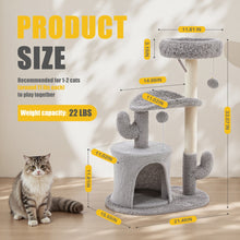 Cat Tree Tower - 33" Cactus Design with Curved Bed