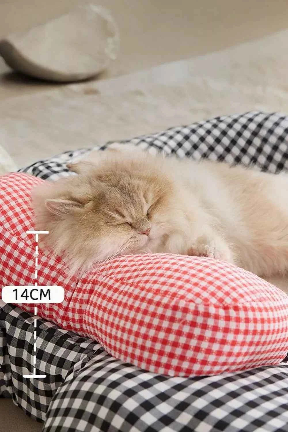 Cartoon Plaid Design Pet Mat with Bow