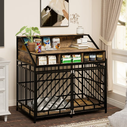 Furniture Style Double Door Kennel with Three Drawer Storage