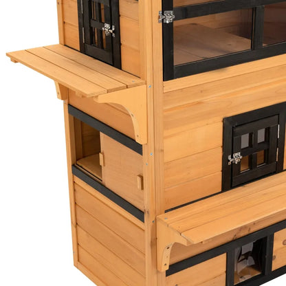 Outdoor Cat House - 3-Tier Shelter with 5 Escape Doors - Purrfect Pet Haven