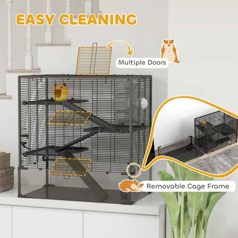 Large Hamster Cage - 4 Tier Deep Tempered Glass Bottom