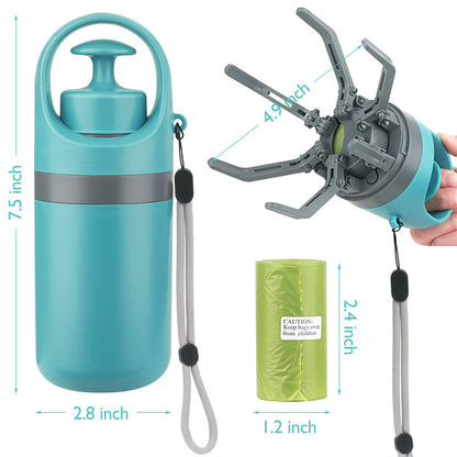 Portable Dog Pooper Scooper - Built-in Bag Dispenser & 8-Claw Pickup