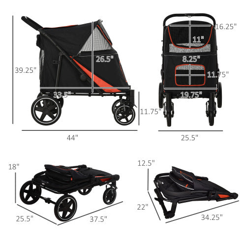 Large Dog Stroller - Foldable with 1-Click by PawHut