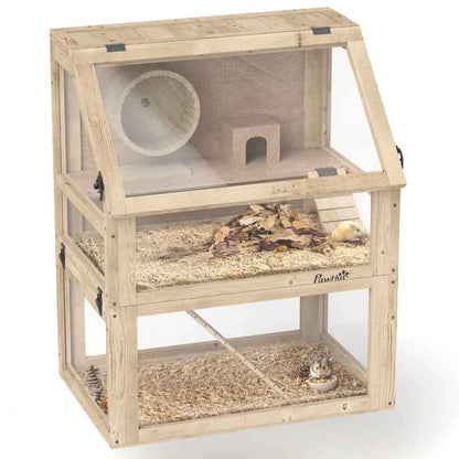 Wooden Hamster Cage - 3 Tier Detachable Bottom
