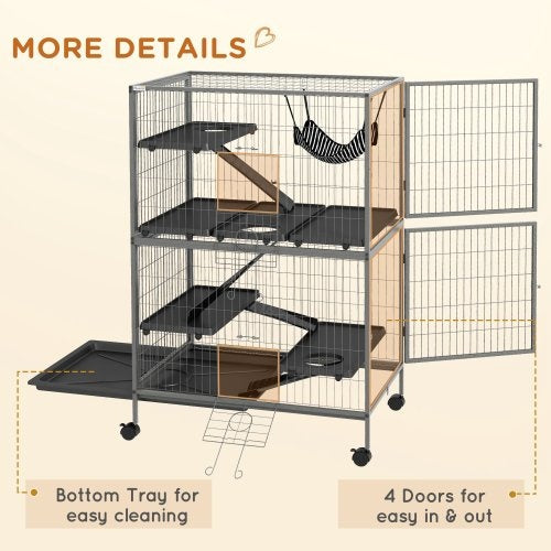 5-Tier Ferret Cage - 50" Tall with Rolling Wheels