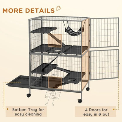 5-Tier Ferret Cage - 50" Tall with Rolling Wheels