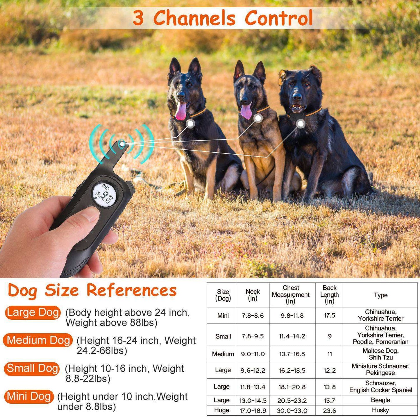 Dog Training Collar - Waterproof Remote With 3 Training Modes
