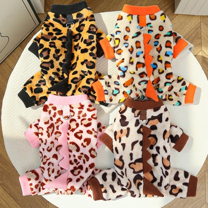 Dino Roar Fleece - Leopard Print Dog Hoodie