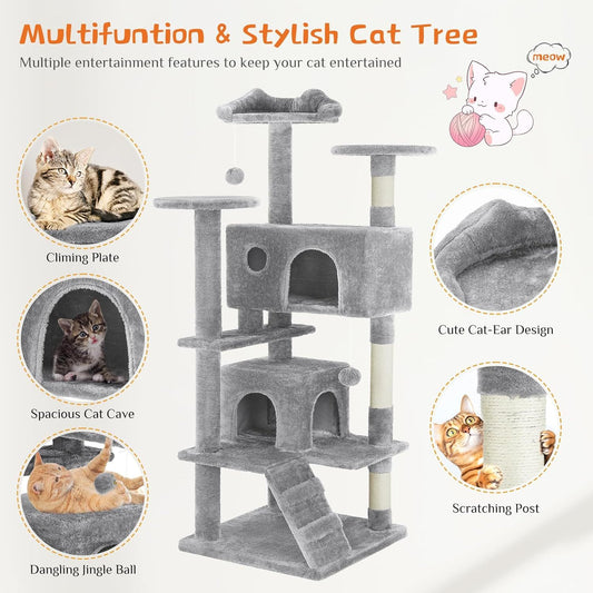 54 Inch Multi-Level Cat Tree Tower