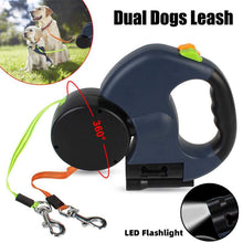 Reflective Swivel Dual Pet Retractable Dog Leash For Small Dogs with Light and Bag Holder