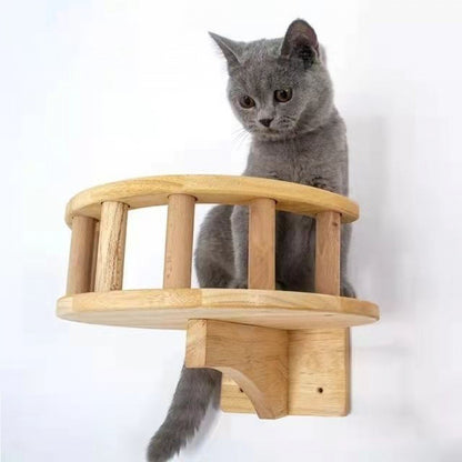Wall-Mounted Cat Suspension Bridge - Solid Pine Wood Climbing Furniture