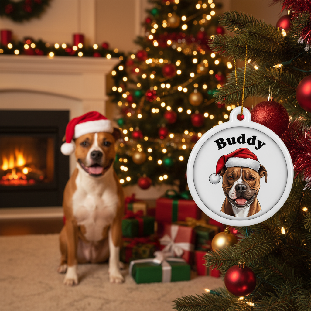 American Staffordshire Terrier ceramic ornament with flat front