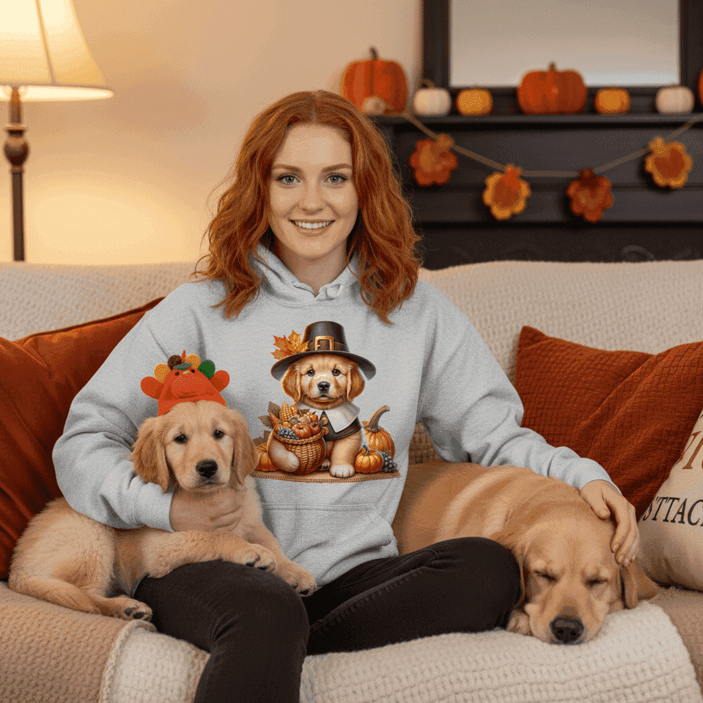 Golden Retriever Thanksgiving Hoodie - Puppy Turkey Hat Sweatshirt - Purrfect Pet Haven