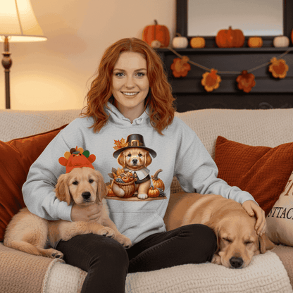 Golden Retriever Thanksgiving Hoodie - Puppy Turkey Hat Sweatshirt - Purrfect Pet Haven