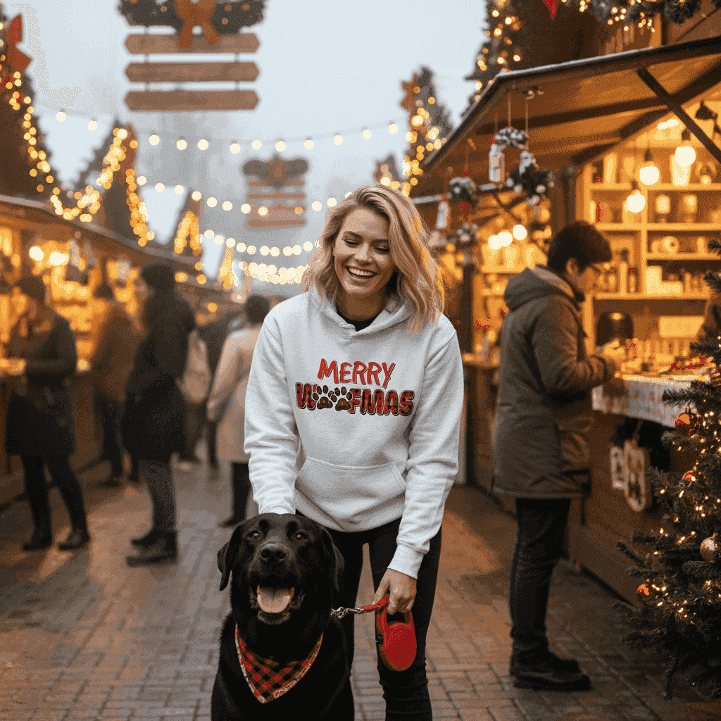 Plaid Woofmas Hoodie - Festive Christmas Dog Lover Gift - Purrfect Pet Haven