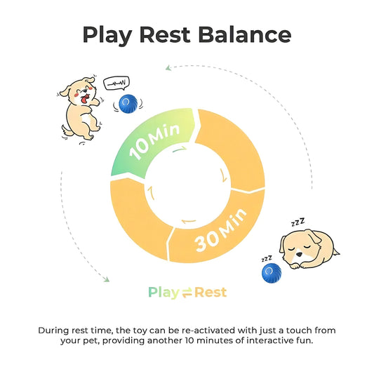 Wefulfil Automatic Smart Dog Toy play and rest balance with 10 and 30 minute intervals for pet fun