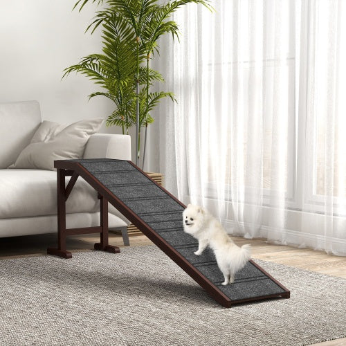 PawHut Dog Ramp for Bed - Non-Slip Carpet Pet Ramp 74x16x25