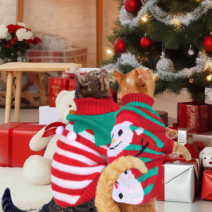 Christmas Pet Turtleneck Sweater - Snowman & Stripe Holiday Patterns
