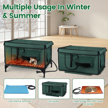 Cat House Heated Outdoor - Weatherproof Insulated Shelter Pad
