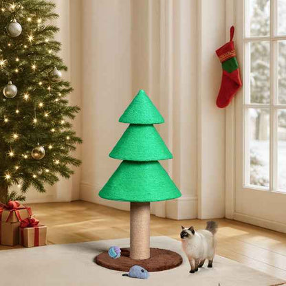 Christmas Tree Cat Scratcher - 31.5" Sisal Scratching Post