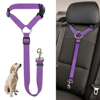 Adjustable Harness Solid Two-in-one Car BackSeat Pet Safety Belt Lead Leash
