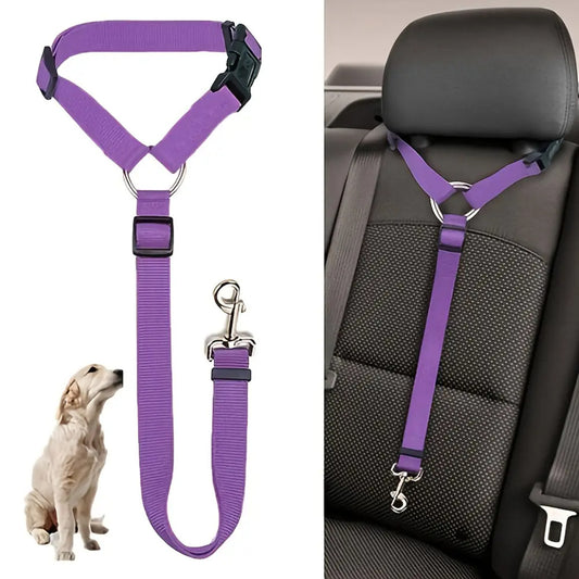 Adjustable Harness Solid Two-in-one Car BackSeat Pet Safety Belt Lead Leash