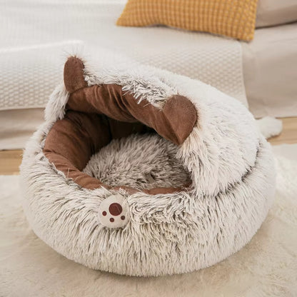 Winter Plush Cat Bed - Round Warm Nest