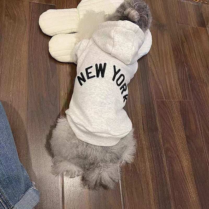 Retro New York Hoodie for Dogs - Stylish Puppy Sweatshirt