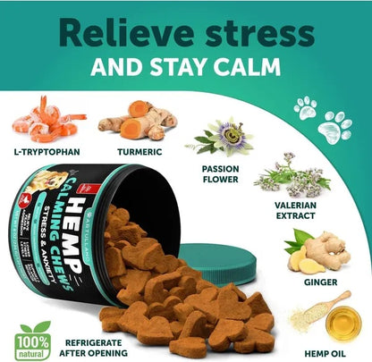 Hemp Calming Chews for Dogs - Anxiety Relief 120 Treats - Purrfect Pet Haven