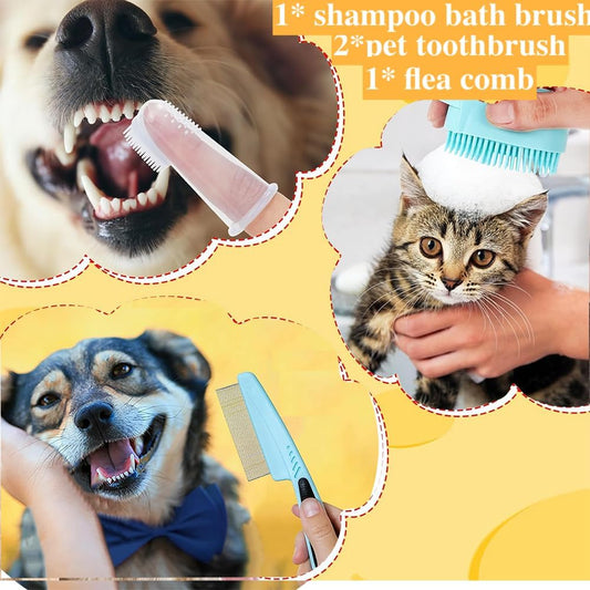 Pet Grooming Kit 7-in-1 - Self-Cleaning Brush Nail Clipper