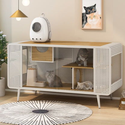 Spacious Cat House - Tempered Glass Design