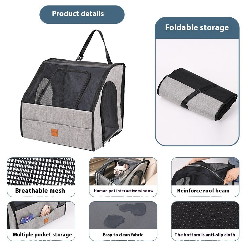 Portable Foldable Car Pet Cage - Waterproof Dog Travel Seat
