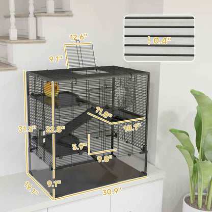 Large Hamster Cage - 4 Tier Deep Tempered Glass Bottom