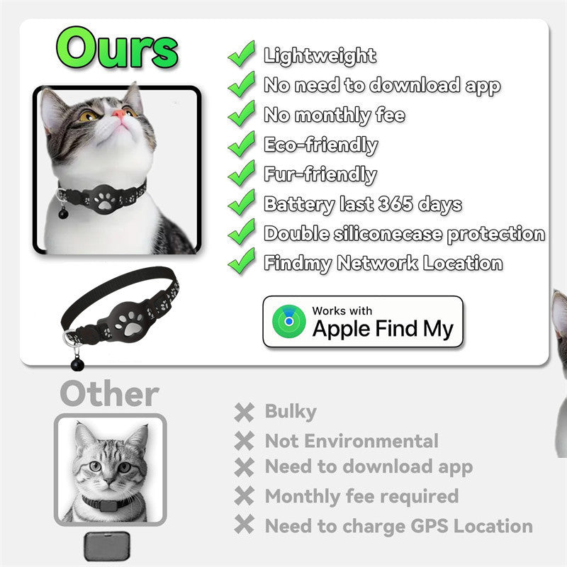 Paw Prints Tracker - Cat Collar with AirTag Holder - Purrfect Pet Haven